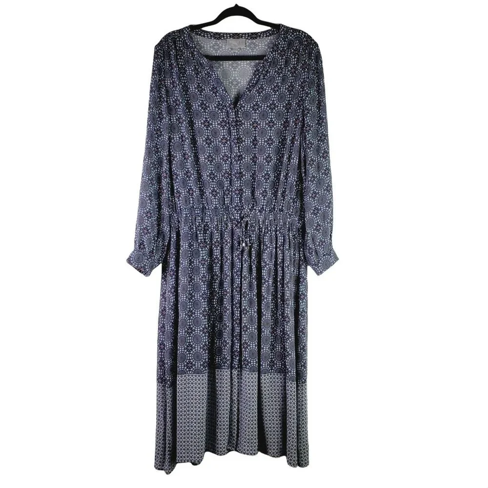 Pure Collection Circular Geometric Viscose Lagenlook Dress Sz 12 - Picture 1 of 10